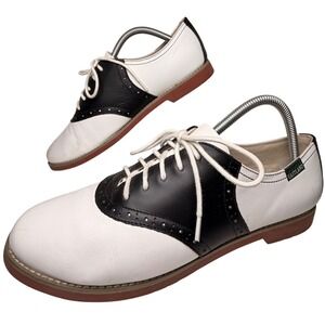 Eastland Sadie Womens 11M White Black Leather Saddle Oxford Shoes 3331-13